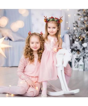 IYOU Christmas Headbands Hair Clips Red Reindeer Antlers Hair Band Flower Dear Ear Hair Accessories for Party Halloween Cosplay - Buy Online on GoSupps.com