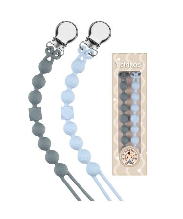 Yolnkos pacifier chain young girls silicone pacifier clips dummy holder pacifier band pacifier chains for baby shower 2 (gray blue) A: gray blue - Buy Online on GoSupps.com