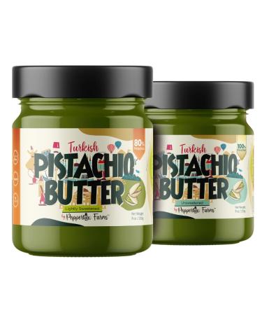 Peppertux Farms Premium Pistachio Butters I 2 JARS of 7 OZ EACH I Perfect Upgrade to Peanut Butter I Made with Turkish Antep Pistachios (Pistachio Butter Tasting Bundle - 2 PACK)