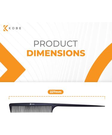 Kobe Professional Carbon Fibre Tail Comb - Fine Teeth, Lightweight, Shatter-Proof, Anti-Static - 227mm - Buy Online on GoSupps.com