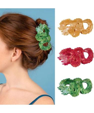 hgnxa Delicate Chinese Loong Hair Claw for Woman Girl Skincare Makeup Hair Clip for Thin Hair Nonslip Delicate Hair Clip Red - Buy Online on GoSupps.com