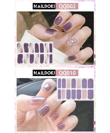 NAILDOKI Nail Stickers - 12 Sheets x 14 Pieces Full Wraps Nail Polish Strips for Women & Girls | Self-Adhesive Gel Nail Art Decals - US21h-12-10 - Buy Online on GoSupps.com