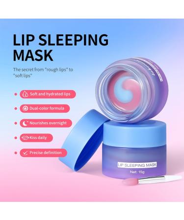 Overnight Lip Mask - 15g Dual Color Cream - Overnight Lip Balm with Silicone Brush - For Women and Men with Chapped Lips Makeup Improves Dryness Care - Buy Online on GoSupps.com
