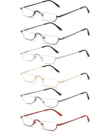 Koosufa Metal Reading Glasses for Men & Women - Spring Hinge Half-Round Frame Stylish & Comfortable Reading Help - Buy Online on GoSupps.com