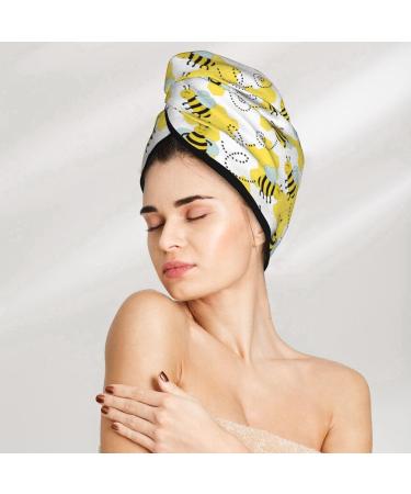 Cheerful Bumble Bees Microfiber Hair Towel Wrap | Super Absorbent Coral Velvet Quick Dry Cap for Long Curly & Thick Hair - Ideal for Women - Buy Online on GoSupps.com