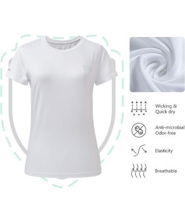 Lightbare Women's Dry Fit Short Sleeve T-Shirt - White, Small | Anti-Odor Performance Shirt for Running & Sports - Buy Online on GoSupps.com