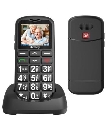 Tosaju 2G Big Button Mobile Phone for Elderly Unlocked Dual Sim Free Easy to Use Pay as You Go Senior Mobile Phones 1.77" LCD Display SOS Button 800 mAh Battery Black