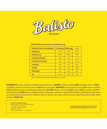 BALISTO - Cereal and Milk Chocolate Biscuit Bar - Large Format - 20 x 37g - Honey & Almond Flavor - Ideal for Sharing - Buy Online on GoSupps.com