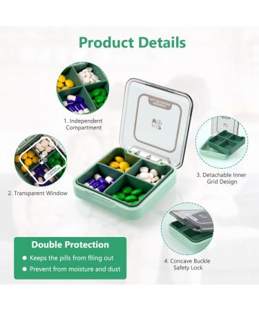 ACWOO Pill Dose Organizer - 7-Day Travel Medication Box with 4 Removable Compartments Moisture-Resistant Green | Perfect for Daily Use & International Shipping - Buy Online on GoSupps.com