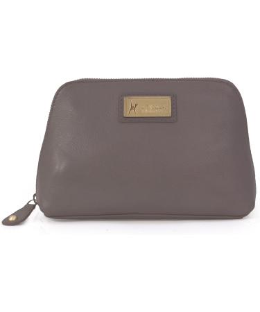 Catwalk Collection Handbags | Ladies Leather Makeup Bag | Medium Cosmetic Bag - Emma in Grey - Ideal for Handbag Essentials - Buy Online on GoSupps.com