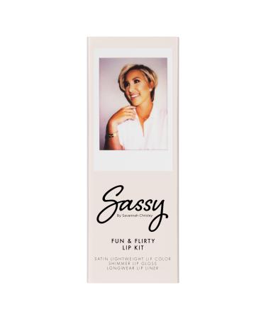 Sassy by Savannah Chrisley Signature Lip Kit - Contains Lip Color  Gloss  and Liner - Pigmented  Satiny  Lightweight and Shimmering Formulas - Adds Definition to Lips - Fun and Flirty - 3 pc