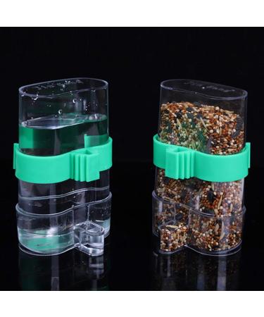 2 Pack Seneme Automatic Bird Water Dispenser for Cage, Birds Clear Dispenser Food Feeder, Bird Food Feeder for Cage with 1 Pcs Plastic Fruit Vegetable Feeder