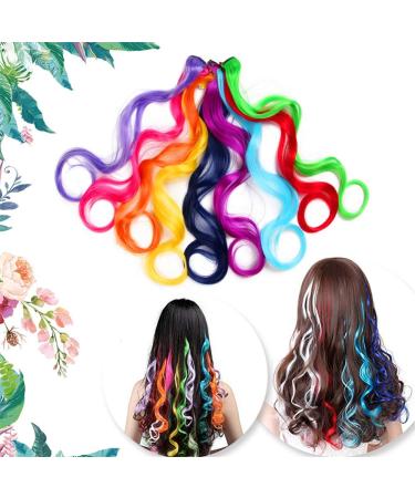 18 Inch Colorful Curly Hair Clip-In Extensions | Natural Long Synthetic Wigs in Pink & Blue for Girls - Buy Online on GoSupps.com