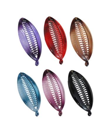 Lurrose Banana Hair Clip 6pcs Acrylic Fish Shape Ponytail Holders for Women (Random Color)