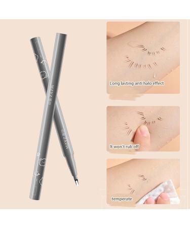 Double Tip Eyelash Pencil Bottom Eyelashes Eyeliner Pencil Waterproof Smudge Proof Eye Liner Liquid Eyeliner Two-Claw Bottom Lashes Pencil for Eye Makeup Rowces V02# Gray Brown - Buy Online on GoSupps.com