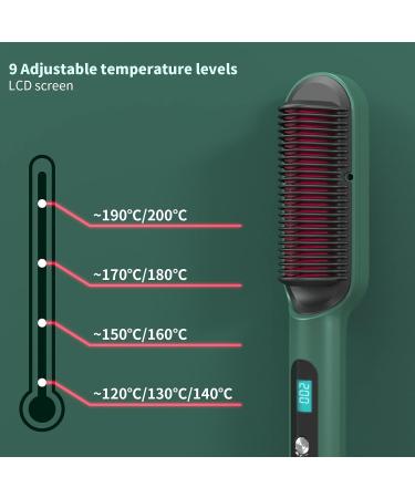 VKK Upgraded Ionic Hair Straightener Brush - Fast Ceramic PTC Heating - 5 Levels Adjustable - Green - Buy Online on GoSupps.com