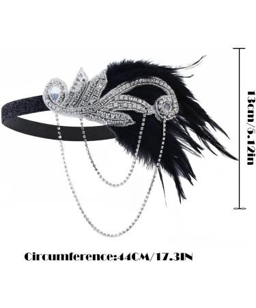 Prosy 1920's Masquerade Feather Headbands Ball Belt Hair Clips Musical Notes Crystal Wearing Gatsby Prom Party 20s Headdress for Women and Girls (Silver) - Buy Online on GoSupps.com