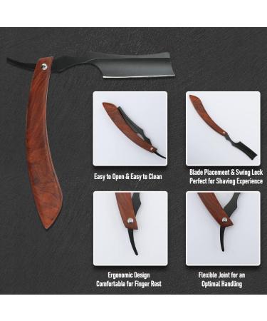 M&LD Cut Throat Razor Kit - Stainless Steel Straight Razor with Leather Sharpener - Buy Online on GoSupps.com