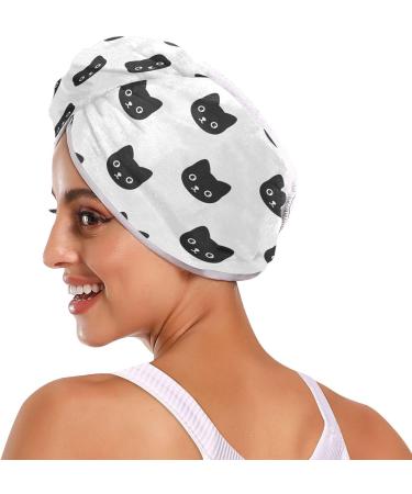 Buy Black Cat Dry Hair Cap - 2 Piece Quick Drying Towel Set with Button Headband | Super Absorbent & Soft | International Shipping - Buy Online on GoSupps.com