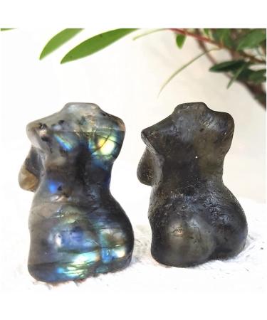 Minerals Stones 1.5inch Crystal Goddess Natural Labradorite Quartz Statue Carved Woman Torso gemper Body Sculpture Polished Crystal Stones Decoration Stone Mineral Specimen