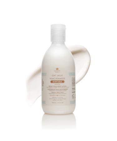 Nature spell oat milk + niacinamide body milk - Velvet touch body lotion - 276ml - immediate hydration - Suitable for all skin types - 100% vegan - Made in Great Britain