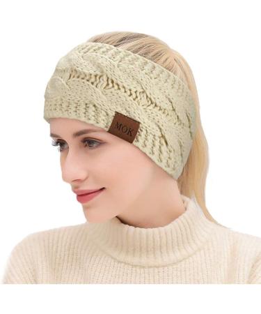 Simoda 4 Pieces Women Winter Warm Fuzzy Fleece Lined Headband Thick Cable knitted Ear Warmer Headwrap (#1) - Buy Online on GoSupps.com
