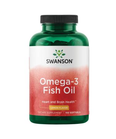 Swanson Omega 3 Fish Oil Supplement Heart Brain and Joint Support GMO-Free EFAs 180 mg EPA Plus 120 mg DHA 150 Softgel Capsules Lemon Flavor 150 Count (Pack of 1)