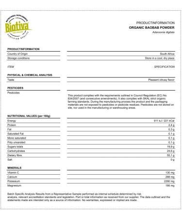 Premium Bio Baobab Powder 500g - Organic Adansonia - Certified Quality - Biobaobab - Eco-Friendly Shipping Worldwide - Buy Online on GoSupps.com