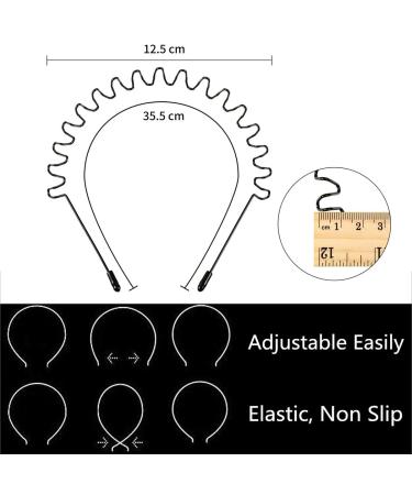 Vrose Flosi Metal Hair Bands for Men and Women - Non Slip Headbands for Makeup, Skincare, and Sports - Wavy Spring Wire Hair Band - Buy Online on GoSupps.com