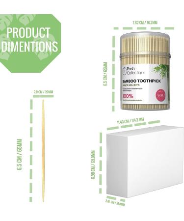 2500-Piece Posh Collection Bamboo Double Sided Toothpicks for Teeth Cleaning, Food, and Crafts in Clear Holders - Buy Online on GoSupps.com