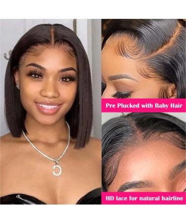 14 Natural Bob Wig | Human Hair 13x4 Frontal Lace Wig | 150% Density | Pre Plucked Closure | Glueless | Short Bob Wig for Black Women - Buy Online on GoSupps.com
