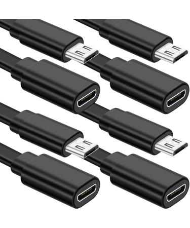 Sumind 4 Pack 10 ft/ 3 Meter Micro USB Extension Cable Male to Female Extender Cord Compatible with Wireless Security Camera Flat Power Cable Cable Clips Included (Black)