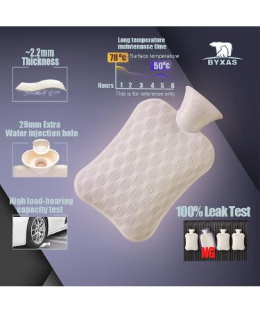 BYXAS Hot Water Bottle 2.0L BPA Free PVC with Hand Pocket Cover - Grey - Buy Online on GoSupps.com