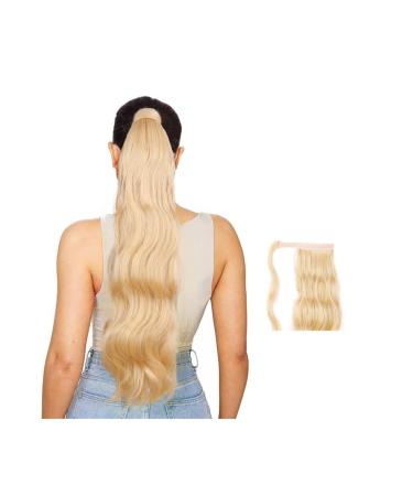 Ponytail Extensions Synthetic Ponytail Extension 24 Inches Wrap Around Ponytail Long Body Wave Ponytail Hair Extension Clip In Heat Resistant Ponytail Hairpiece for Women (Color : M27-613 Size : 24inches M27-613