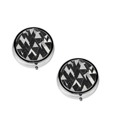 (Black White Marble) Round Pill Box 3 Compartment Pill Box Mini Decorative Pocket Purse Portable Travel Medicine Tablet Vitamin Holder Organizer Pill Case