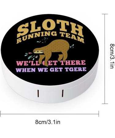 Funny Sloth Running Team Round Case For Contact Lens Kit Storage Box with Mirror Printed - Buy Online on GoSupps.com