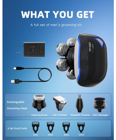 LOBINH Electric Head Shaver for Bald Men in Black - Fast and Smooth Shaving Experience - Buy Online on GoSupps.com