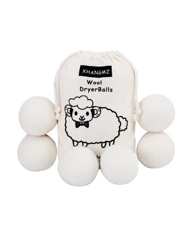 Wool Dryer Balls XHANGMZ 6 Pack XL Laundry Balls New Zealand Wool Natural Organic Fabric Baby Safe Without Chemical Additives Clothing Anti Winding Anti Static Reusable Saves Drying Time. 2.75"