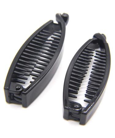 Ayrsjcl 2 parts/Los plastic banana hairpin for women ABS hair clips solid black wave banana hair clip for lady