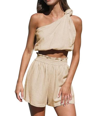 WILLBEST Women's 2 Piece Outfit Cotton Linen 3/4 Sleeve Tops & Pant Suits Lounge Matching Set Sweat Suits 156-eaooh-khaki#1 L - Buy Online on GoSupps.com