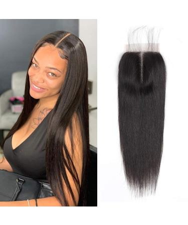 Toocci Straight Hair Lace Closure just 4x4 Full Lace Closure Brazilian Pure Human Hair Front Closure with Baby Hair 8 inch 4x4 Lace Closure Straight Hair 8 Inch