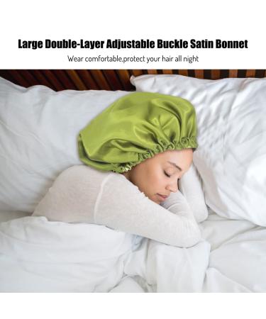 Silk Satin Bonnet for Women - Extra Large Reversible Adjustable Night Sleep Cap for Curly Hair - Green - Buy Online on GoSupps.com