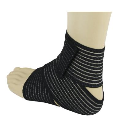 BXT Elastic Breathable Ankle Support Brace Compression Wrap - 27.5 inch Black - Sports Bandage with Hook & Loop Fastener - Buy Online on GoSupps.com