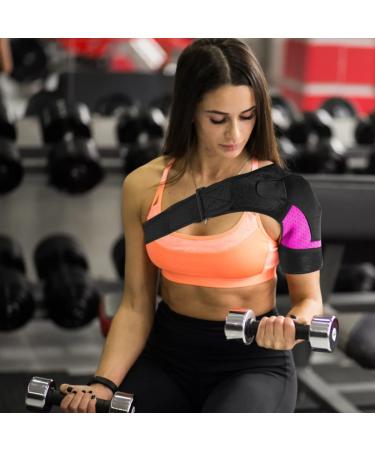 Uptvin Adjustable Shoulder Support for Men & Women - Relief for Shoulder Sprains Fits Left & Right Shoulder - Pink - Buy Online on GoSupps.com