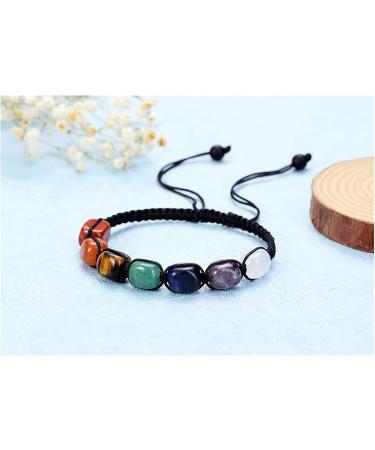 Amethyst Rough Stone 7 Chakra Stone Yoga Bracelet Reiki Healing Crystal Natural Amethyst Gemstone Jewelry Braided Rope Bracelets For Women Girl Gift Natural Crystal 7 Chakra - Buy Online on GoSupps.com