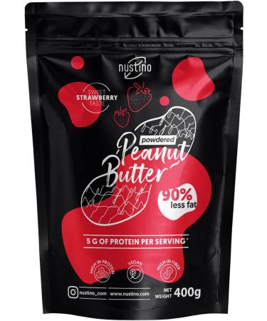 Nustino Strawberry - Peanut Butter Powder 400g | Degreased Peanut Butter | Healthy Snack | Peanut Cream Powder | Peanuts Strawberry | 0.4 kg - Buy Online on GoSupps.com