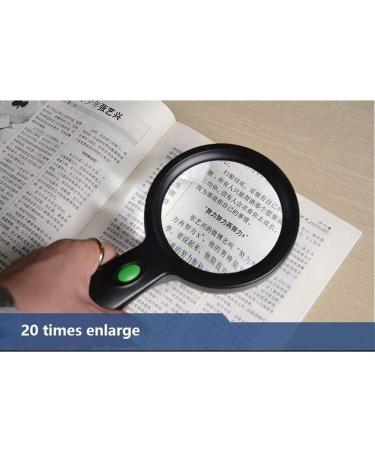 Magnifying Glasses Vision aids 20 Times Hand Hold Magnifying 20X Glass with led Lights high-Definition Glass high-Power Optical Large Lens Reading Magnifying for The Elderly Stationery Office Supplies - Buy Online on GoSupps.com