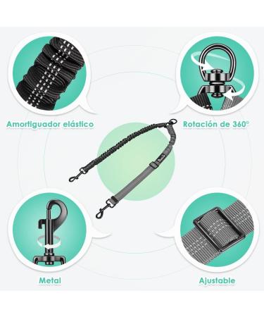 Slowton 2-Dog Adjustable Double Leash - 360 Rotatable Reflective No-Splinter Design in Black & Gray | Ideal for Small & Medium Dogs - Buy Online on GoSupps.com