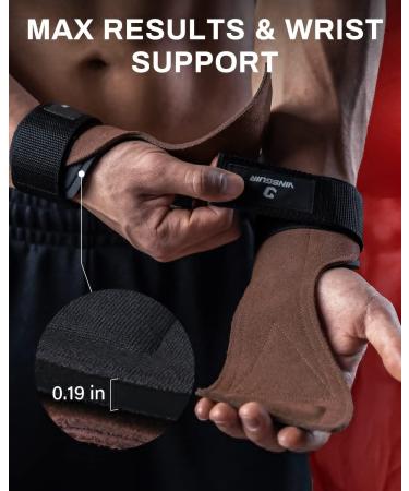 VINSGUIR Padded Weight Lifting Straps with Wrist Support - Gym Hand Straps for Men and Women (Pair) Brown - Buy Online on GoSupps.com