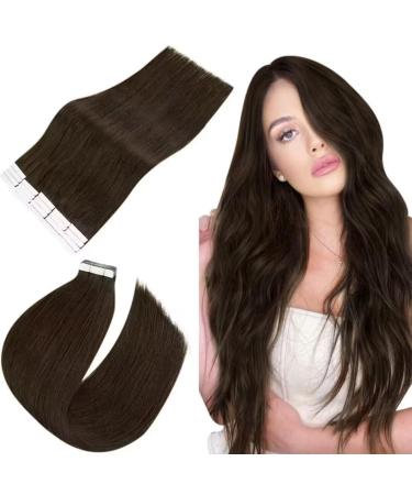 Easyouth Brown Tape in Human Hair Extensions Tape in Real Hair 14 Inch 40g 20Pcs Skin Weft Tape in Hair Extensions Darkest Brown Hair Tape ins 14 Inch #2